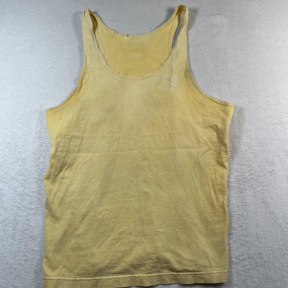 Vintage Everlast Shirt Mens Large Yellow Tank Top Sleeveless Gym Bodybuilding